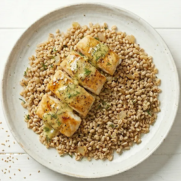 Lemon-Dill White Fish With Sauteed Barley